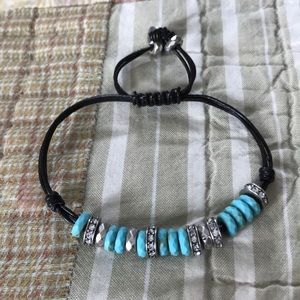 Fossil Turquoise Bracelet with crystals